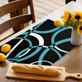 thumbnail image 3 of Placemats Set of 4, Turquoise Black Geometric Circle Place Mats Modern Abstract Lines Tablemats Washable Placemat Table Decoration for Kitchen Table Dinner Party Home Decor Indoor Outdoor 13x19 Inch, 3 of 9