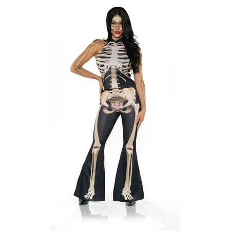 Bad To The Bone Womens 70s Style Bone Printed Skeleton Halloween