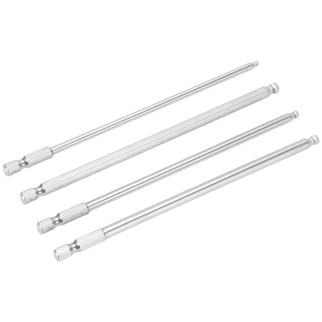 4pcs Metric Ball Head Hex Bits Set S2 Steel 1/4 Inch Shank