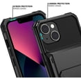 thumbnail image 5 of KOMI for iPhone 13 Case with Card Holder[Store 5 Cards] Dual Layer Heavy Duty Shockproof iPhone 13 Wallet Case with Hidden Card Slot Large Storage Case for iPhone 13 (Black), 5 of 5