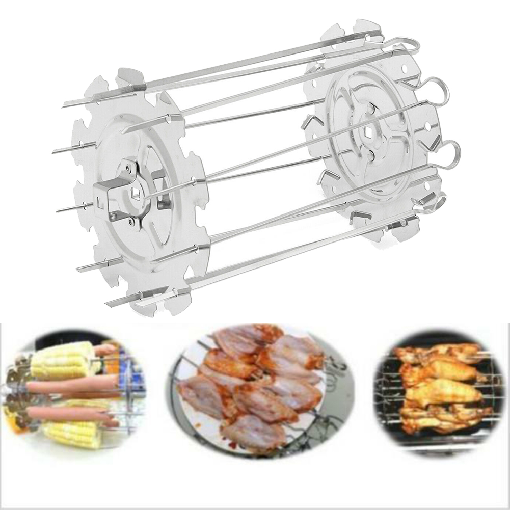 Stainless Steel Grilled Cage BBQ Roaster Barbecue Kebab Maker Meat Skewer