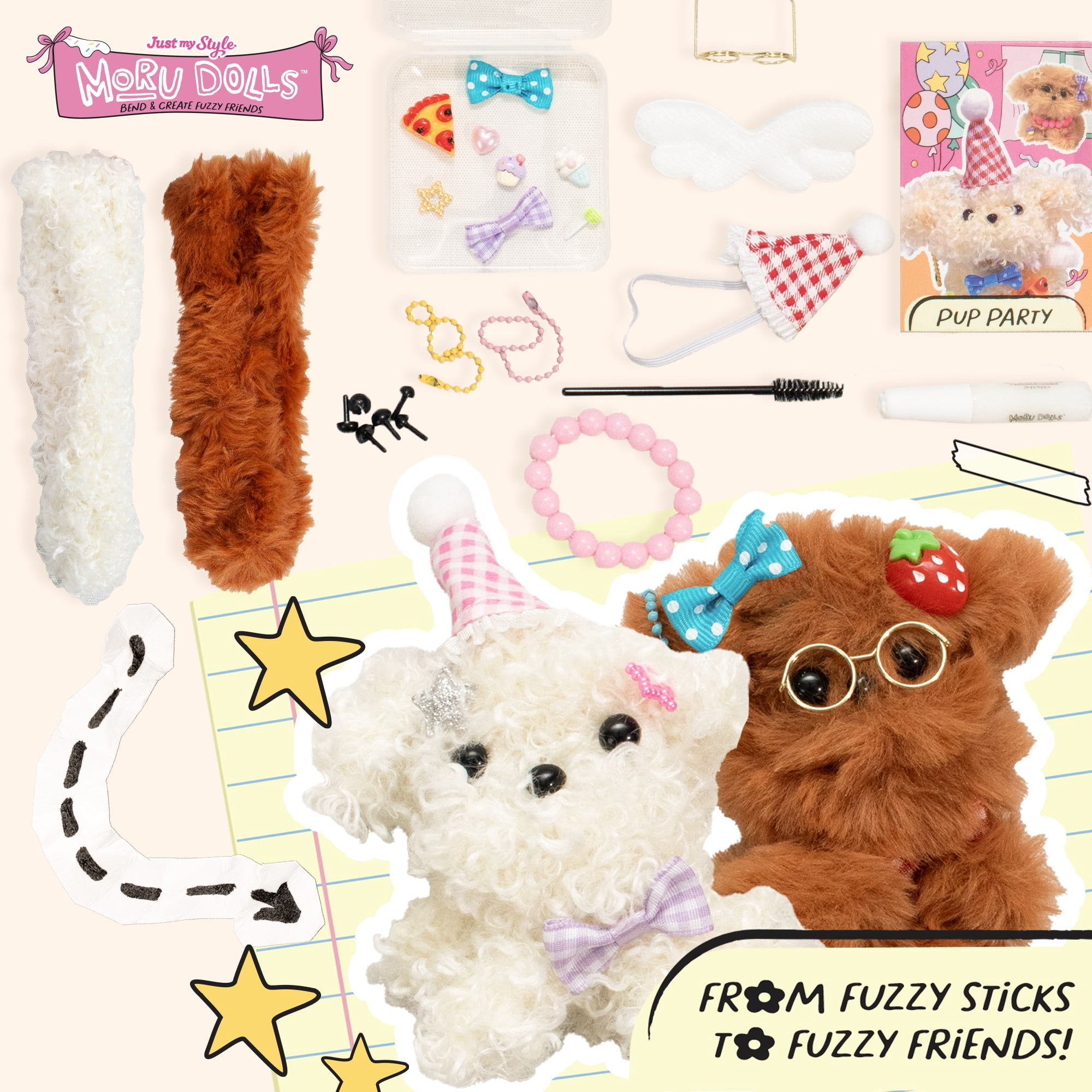 Just My Style Moru Dolls Puppies Kit - Create Two Fuzzy Adorable Characters