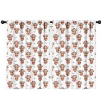 Blackout Kids Curtains,White Highland Cow Flower Butterfly Pattern Childrens Insulated Curtains Set Of 2,Bedroom Essentials,Toddler Room Decor 42"x63"