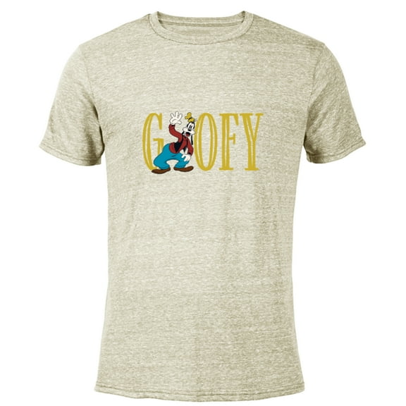 Disney Mickey and Friends Goofy Lettering Classic - Short Sleeve Blended T-Shirt for Adults – Customized-Yellow