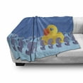 thumbnail image 3 of Rubber Duck Soft Flannel Fleece Throw Blanket, Rubber Duck Floating on Paper Seem Water Waves Bathroom Time Childcare Image, Cozy Plush for Indoor and Outdoor Use, 60" x 80", Multicolor, by Ambesonne, 3 of 6