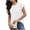 #241-White, variant on Craaazy Women's Relaxed Fit Crew Neck Blouse, Solid Color Short Sleeve Pleated Top, Loose Comfy Casual Tee for Spring & Summer Gifts