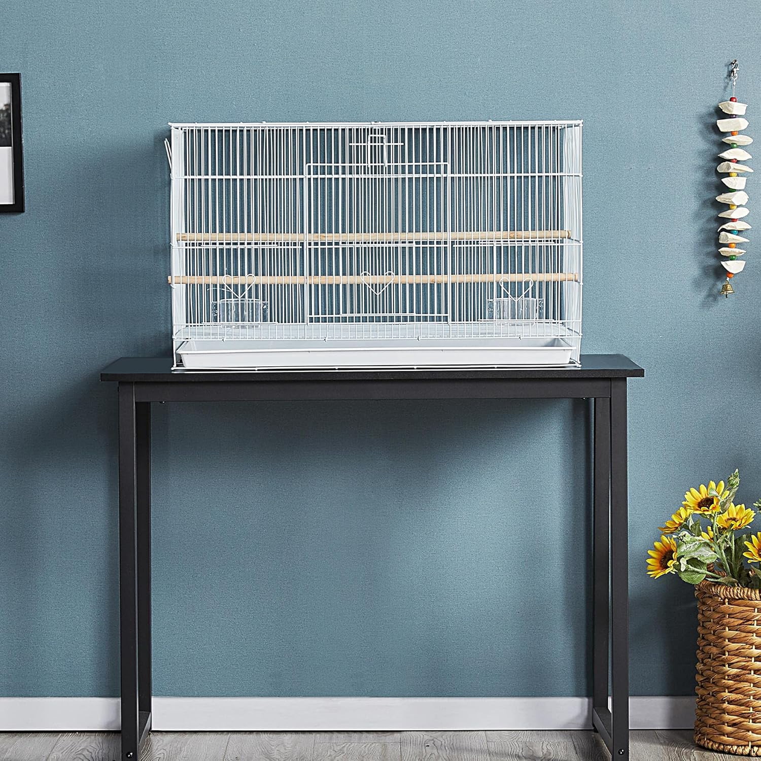 WBTER 30-inch Flight Bird Cage for Parrots Finches Budgies Cockatiels Parakeets Lovebirds Canaries with Slide-Out Tray, White