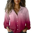 thumbnail image 2 of Purple Tshirts for Women's Long Sleeved Printed Button Down Shirt Womens Long Sleeve Tops, 2 of 5