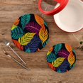 thumbnail image 2 of Leaves Tropical Pot Holders Set Trivets Hot Pads Cotton Mats for Cooking, 2 of 7