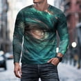 thumbnail image 2 of Men's Long Sleeve Shirts Tie Dye Letter Tshirt Crew Neck Casual Tee Tops Unisex 3D Graphic Print Shirts for Mens Women Fashion Undershirts, 2 of 6