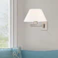 thumbnail image 5 of Livex Lighting 12" 1-Light Swing Arm Metal & Fabric Wall Lamp in Brushed Nickel, 5 of 11