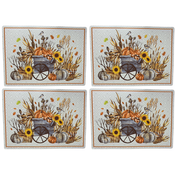Northeast Harvest Autumn Fall Thanksgiving Foam Backed Vinyl Placemats
