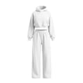 thumbnail image 5 of VBVC Women's 2 Piece Hooded Sweatsuit , Cowl Neck Cropped Pullover and Pants for Women , Ladies' Long Sleeve Tracksuit with Pockets, S-2XL, 5 of 5