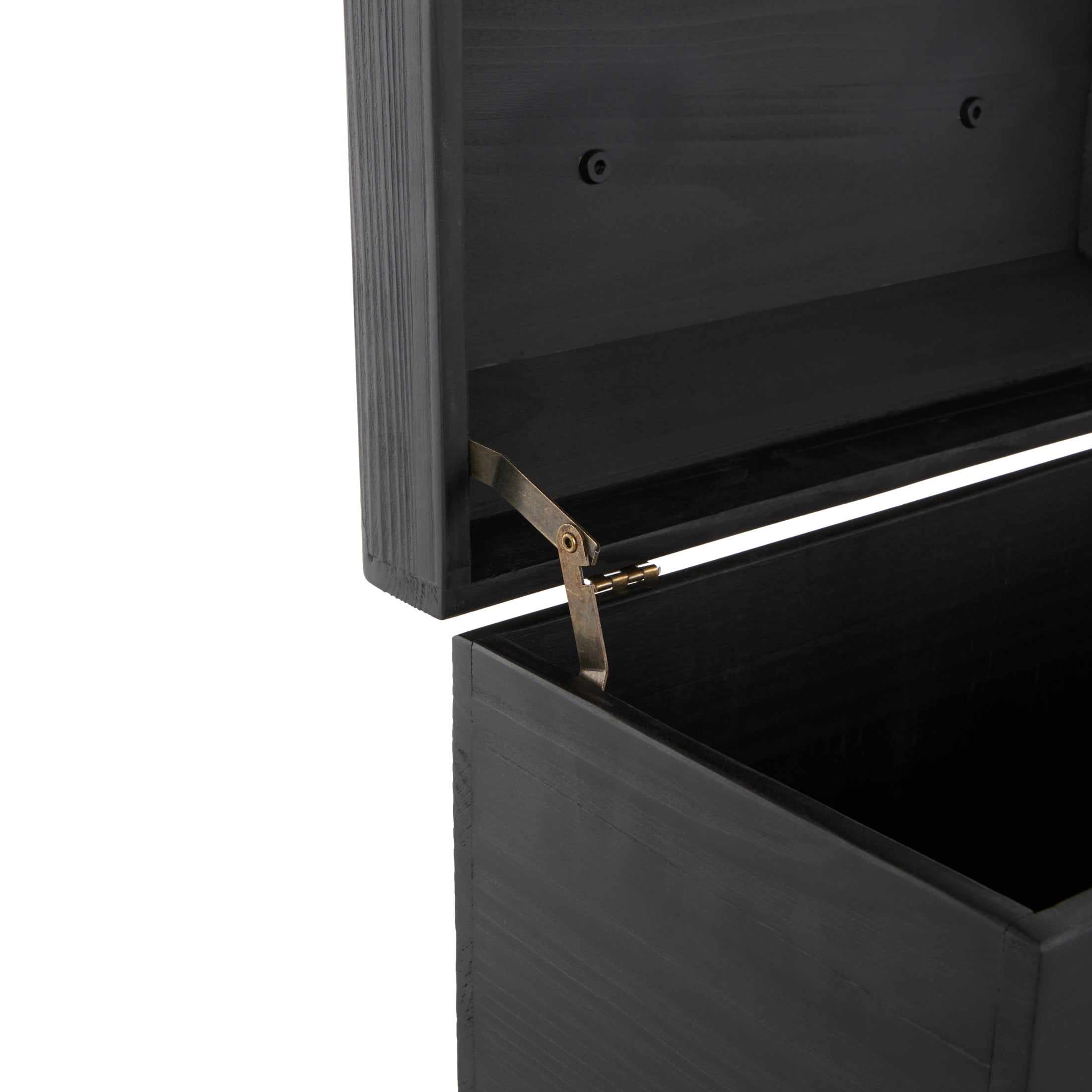 DecMode Handmade Black Wood Decorative Box with Brass Latches and Handle, 2 Count