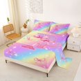 thumbnail image 2 of Manfei Cartoon Initial P Bed Sheets,Kawaii Rainbow Print Full Size Sheets,Pink,4-Piece, 2 of 6
