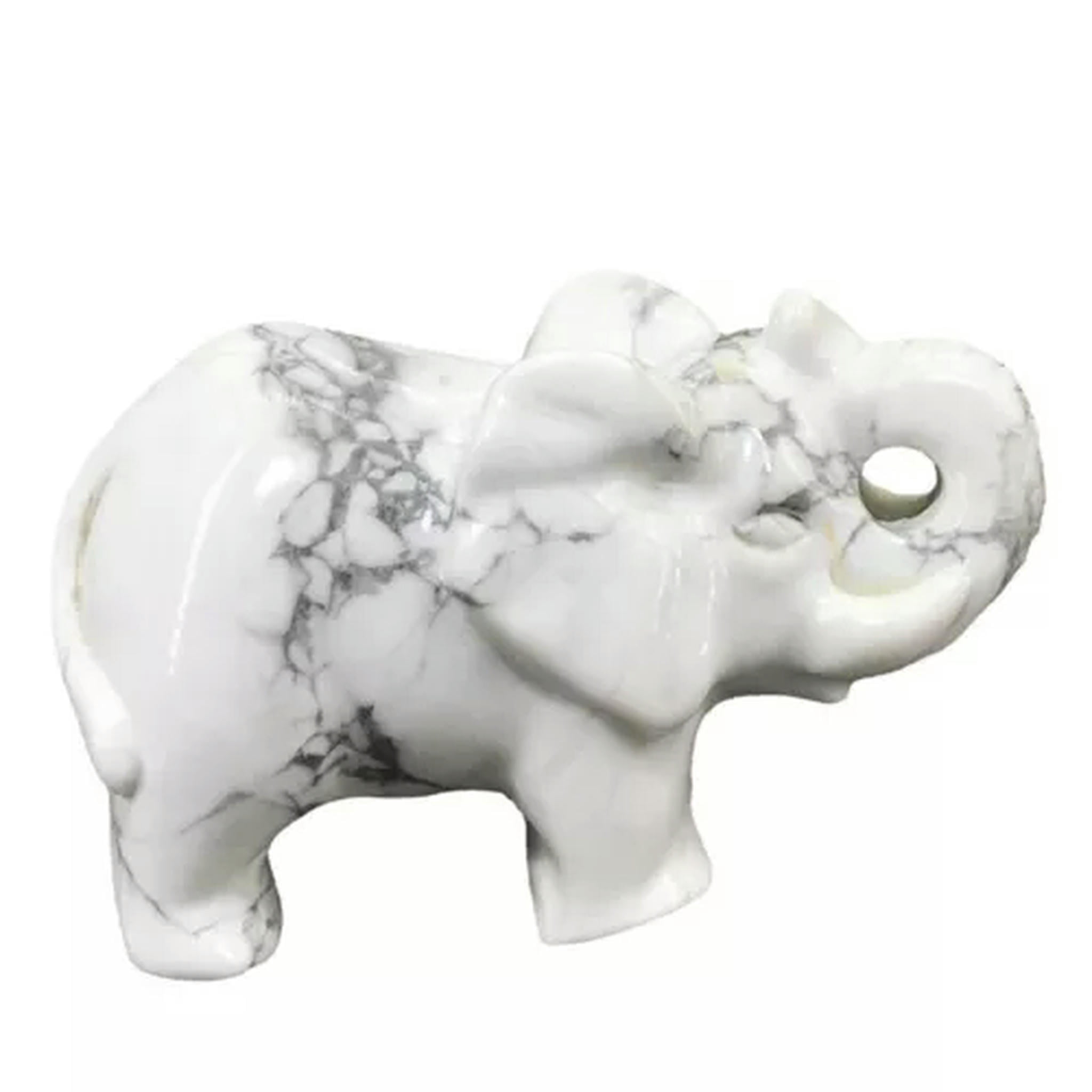 EOEMY Natural Quartz Baby Elephant Stone Crystal Healing Carved Gemstone Animal Decor-White Howlite Turquoise-10Pcs