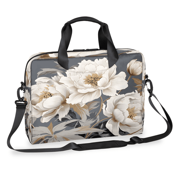 Herdesigns White Laptop Bag for Women Men, Computer Case Briefcase Messenger Bags, 15-15.6 inch Laptop Sleeve Shoulder Bag