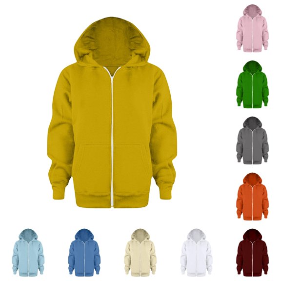 MEZZALL Boys Hood Sweatshirt Solid Color Jackets Hoodie Fall 2026 Tops Long Sleeve Zip Up Kids Coat Jacket Dailywear , Yellow