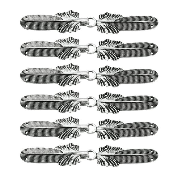 Cloak Clasp 6 Pairs Feather Vintage Cape Clasps Sew on Hooks and Eyes(Silver)