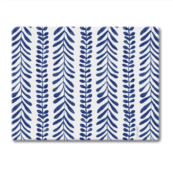CounterArt Indigo Seaweed Tempered Glass Cutting Board 10" by 8"