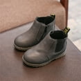 thumbnail image 3 of Kids Girls Winter Round Toe Zipper Chunky Chelsea Ankle Boots Low Heel Slip On Dress Booties (Toddler/Little Kid), 3 of 8