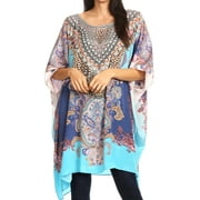 Sakkas Sira Women's Casual Short Sleeve Loose Pullover Mid-Long Oversize Top Tunic - ORM239-Multi - One Size