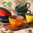 thumbnail image 5 of 6 Piece Coffee Cup Set, Handmade Ceramic for Home Decor, Boho Mug for Latte, Tea, Cappuccino, Cocoa, Microwave & Dishwasher Safe, 5 of 11