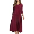 thumbnail image 2 of Vestidos de primavera para las mujeres 2024 vestido boho casual color sólido manga media gran swing vestido de cintura alta vestidos de novia de verano, 2 of 5