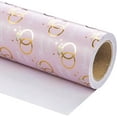 thumbnail image 2 of Wedding Wrapping Paper Roll - Mini Roll - 17 Inch x 16.5 Feet - Pink Gold Foil Ring Design, Perfect for Wedding, Bridal Shower, Birthday, 2 of 13