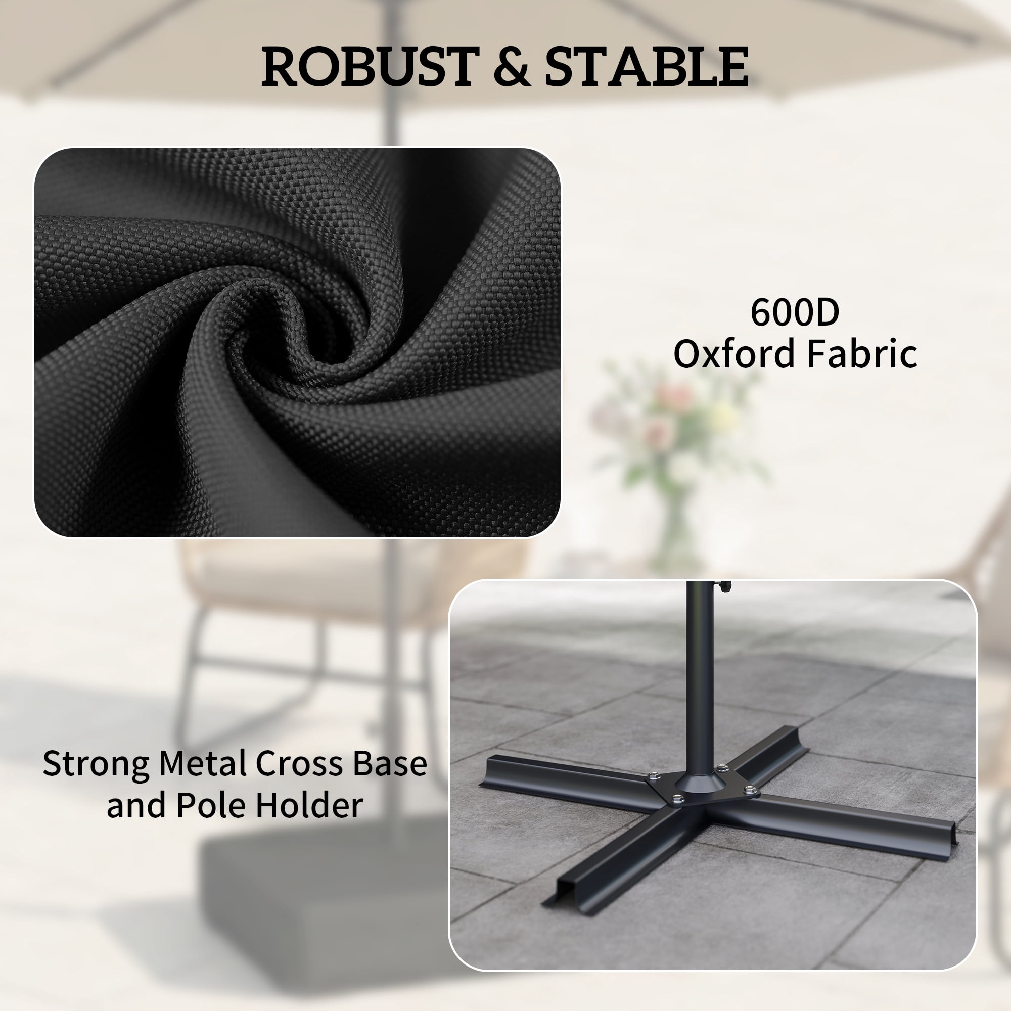 Patio Umbrella Base 176 lbs Sand Filled Outdoor Umbrella Stand Holder w/Cross Base for 1.9" Poles Black