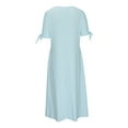 thumbnail image 5 of FAVIPT Womens Boho Eyelet Pastel Dress Button V Neck Tie Knot Short Sleeve Flowy Beach Vacation Midi Dresses with Pockets 2025 Blue,XXXL, 5 of 6