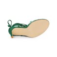 thumbnail image 5 of BLISSFUL STEP Women's Sandals Stiletto Heels Polka Dots Clear Strap Lace up Sandals Green 6, 5 of 7