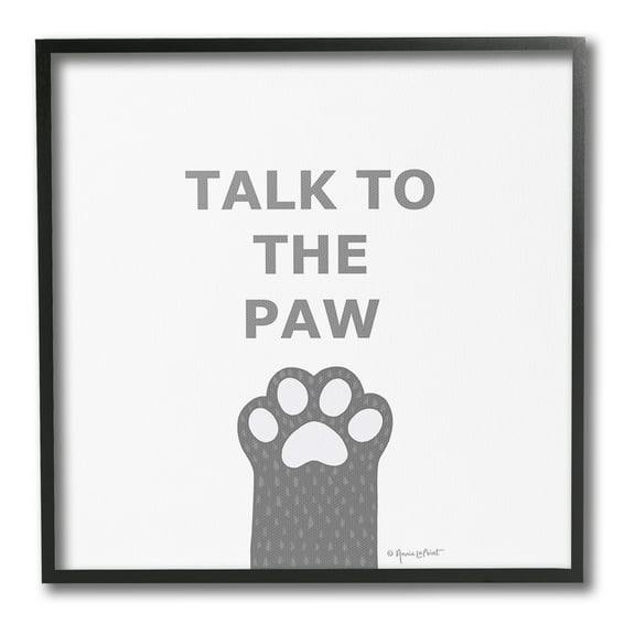 Stupell Industries Sassy Talk to the Paw Animals & Insects Painting Black Framed Art Print Wall Art, 12 x 12