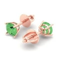 thumbnail image 2 of 1 ct Push-Back Stud Earrings for Women | 5mm Round Cut Simulated Green Diamond | 18K Rose Gold, 2 of 5