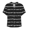 thumbnail image 3 of Khunlpohl Womens Striped Tops Cotton Linen Short Sleeve Baggy Top Button down Casual V Neck Blouse Shirts, 3 of 5