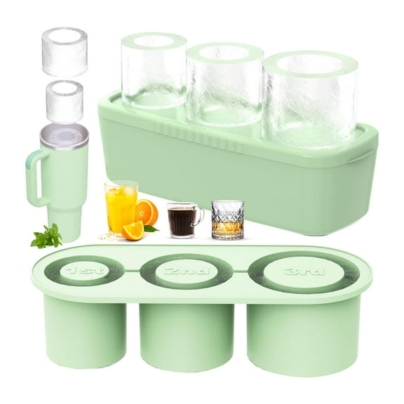 DOKKOM Ice Mold for Stanley Cup 20/30/40oz Tumbler Silicone Green 3-in-1