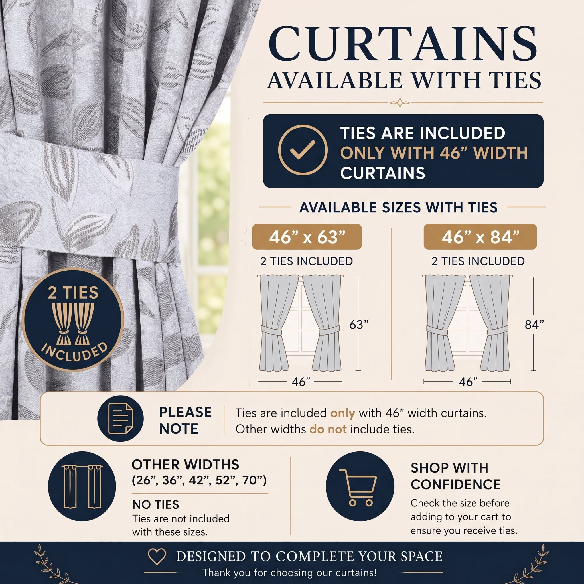 Superior Blackout Leaves Curtains Set of 2, Light Filtering Grommet Curtain Panel Set, Silver-Silver, 46"W x 84"L