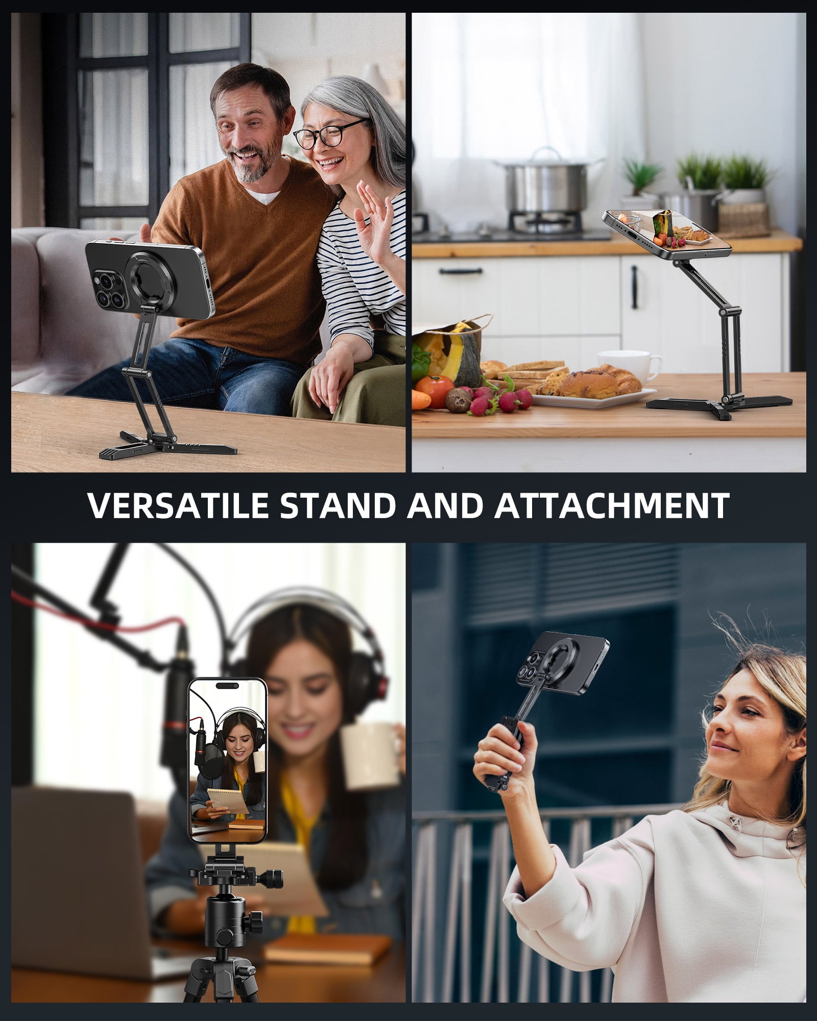 CAMOLO Magnetic Pocket Phone Tripod Foldable Compatible with Magsafe iPhone 16/15/14/13/12 Plus Pro Max Series, MG03 PRO Aluminium Smartphone Mini Tripod Cell Phone Stand Magnet Quick Mount