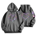thumbnail image 6 of Staron Women's Hoodie Hooded Long Sleeve Graphic Hearts Casual Crewneck Sweatshirt Loose Cute Pullover Hoodies Tops Dark Gray L, 6 of 6