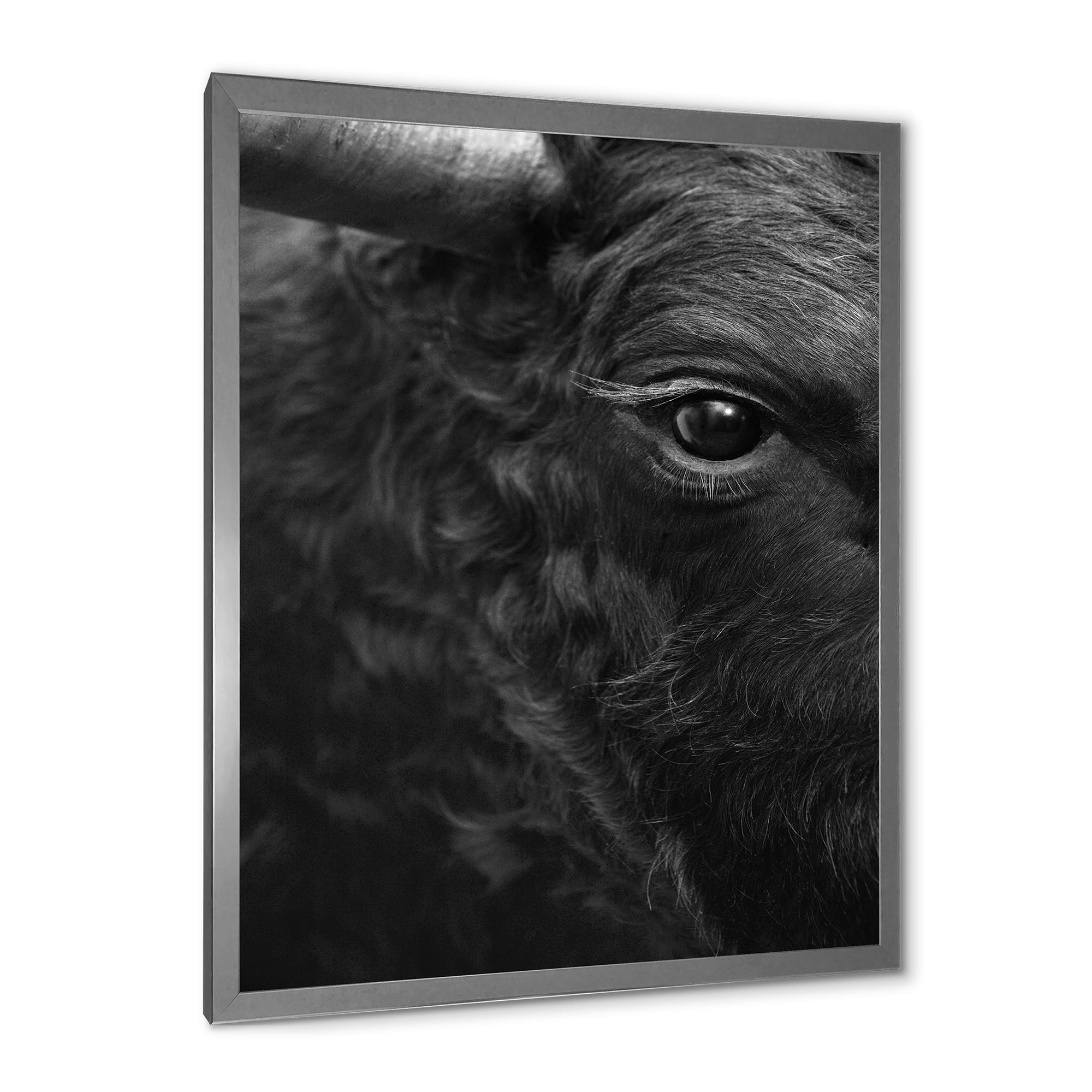 Designart 'Close Up Of Eye Of A Bull' Farmhouse Framed Art Print