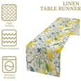 thumbnail image 4 of Blue Tile Lemon Table Runner, Italian Navy Blue Burlap Watercolor Flower Lemon Olive Summer Fruit Dinner Table Runners Farmhouse Coffee Table Home Kitchen Dresser Decor for Party Holiday 13"x90", 4 of 6
