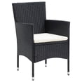 thumbnail image 2 of vidaXL 3 Piece Garden Dining Set with Cushions Poly Rattan Black, 2 of 5