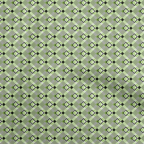 oneOone Viscose Chiffon Green Fabric Geometric Craft Projects Decor Fabric Printed By The Yard 42 Inch Wide