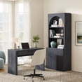 thumbnail image 5 of SICOTAS 77.6" Tall Storage Cabinet with Arched Hutch & Fluted Doors, Modern Bookcase with Adjustable Shelves, Kitchen Pantry Cabinet, Display Cabinet for Living Room, Home Office, Black Grey Alder, 5 of 9