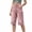 Pink, variant on Women's High Waisted Cargo Capris Denim Button Front Wide Leg Denim Pants Frayed Hem Casual Summer Trousers with Zipper Pockets