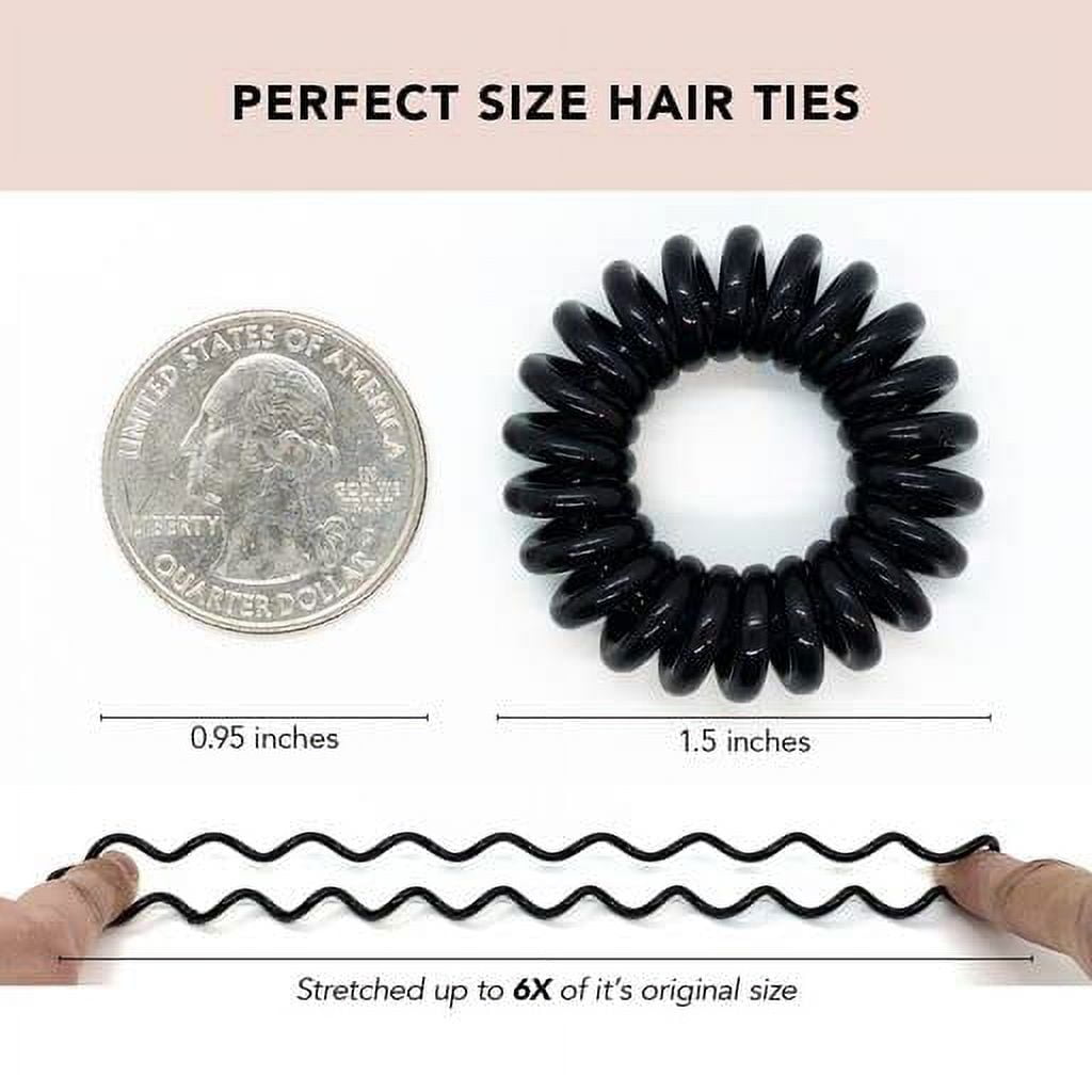 Hair Ties for Women - Waterproof Ponytail Holders for Teens | Stylish Phone Cord Hair Ties & Hair Coils for Girls | Coil Hair Ties for Thick Hair & Thin Hair - 16 Pack