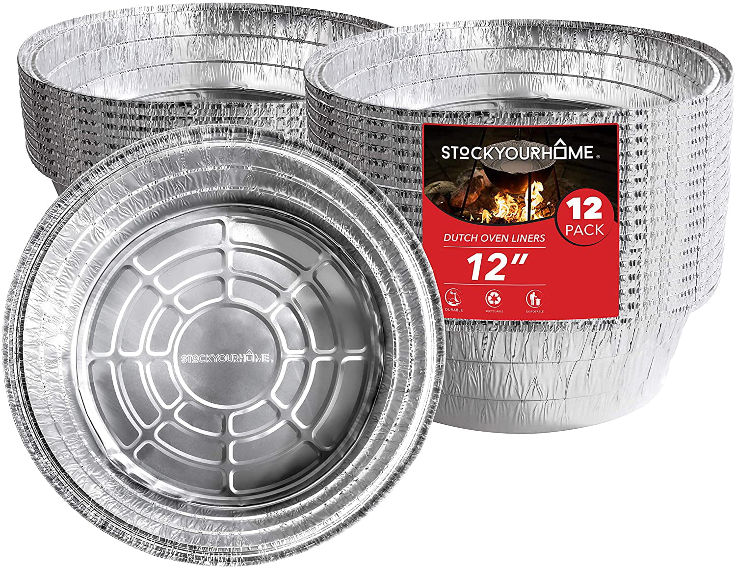 Stock Your Home Disposable Aluminum Foil Liners for Dutch Ovens,12-Inch,12 Pack