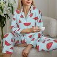 thumbnail image 6 of Honeii Watermelon print Women's Pajama Sets Long Sleeve Button Down Sleepwear Nightwear Soft Pjs Lounge Sets-Medium, 6 of 7