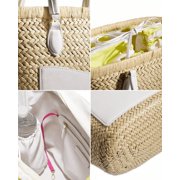 On 34th Isabellaa Straw Medium Drawstring Tote, Created for Macys - Straw/white