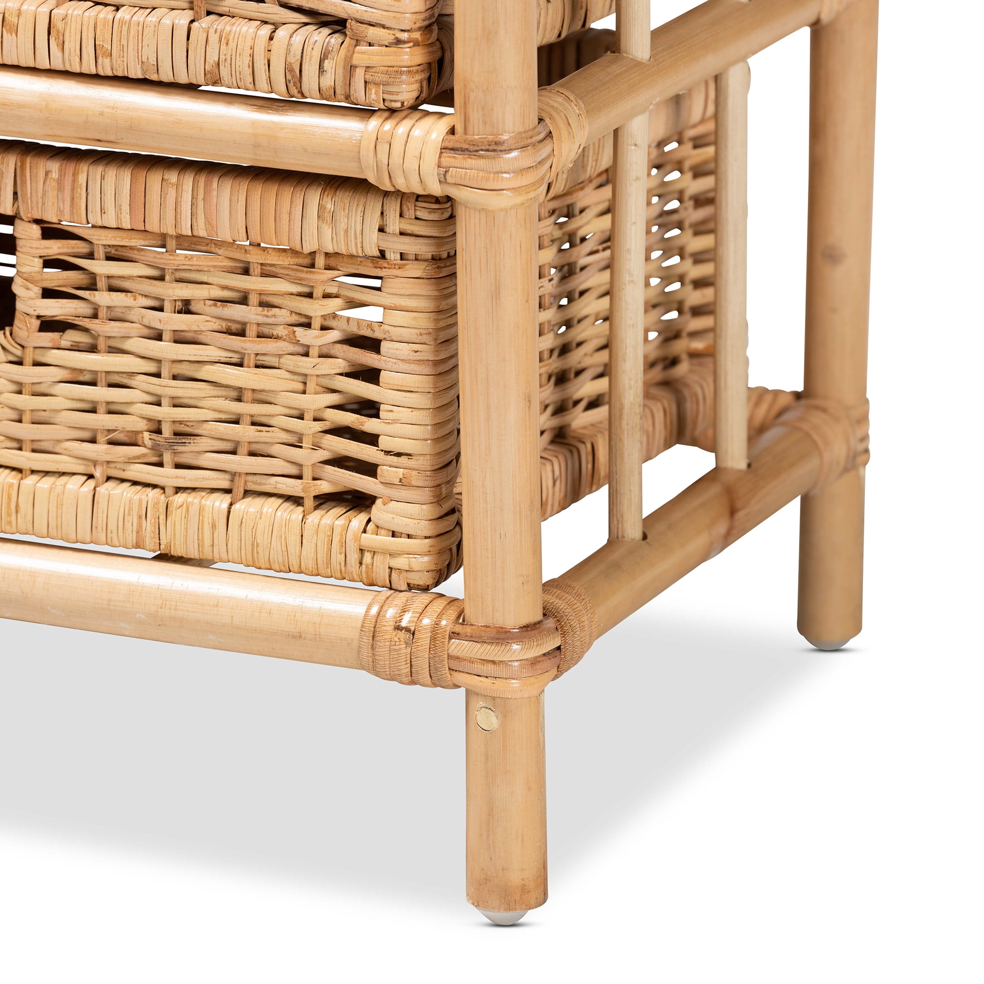 bali & pari Dariana Rattan BOHO Storage Cabinet, 6-Drawer, Natural Brown